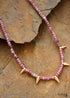 Boho Necklace, Choker Necklace, Pink Tourmaline Spike
